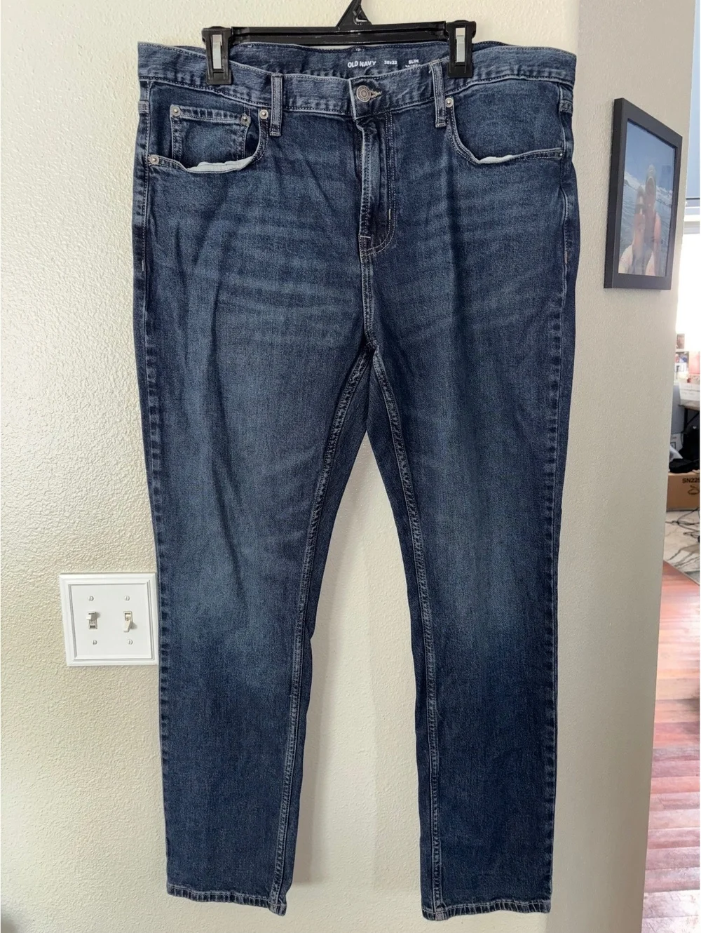 Old Navy Men's Slim Built-In Flex Jeans Dark Wash Stretch 38x32